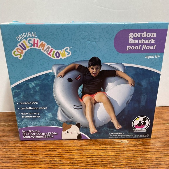Original Squishmallows‎ Gordon the Shark Pool Float Ages 6+ Inflatable NWT - Picture 1 of 2